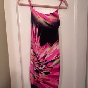 Pink Abstract Print Slip Dress